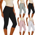 thumbnail image 1 of CaComMARK PI Women's Capri Leggings Summer Lightweight Knee Length Dressy Casual Cropped Trendy Lightweight Ladies Capri Pants White, 1 of 5