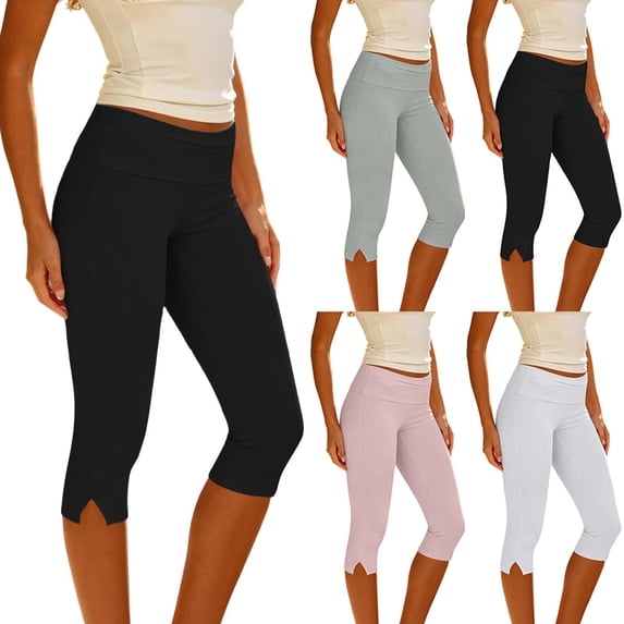 CaComMARK PI Women's Capri Leggings Summer Lightweight Knee Length Dressy Casual Cropped Trendy Lightweight Ladies Capri Pants White