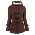 thumbnail image 1 of CaComMARK PI Women's Jackets and Coats Women's Solid Color Buttons Cardigan Padded Hooded Duffle Overcoat Coffee, 1 of 4