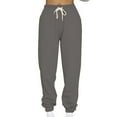 thumbnail image 1 of CaComMARK PI Women's Pants Plus Size Clearance Women's Casual Loose Sports Sweatpants Ankle Banded Trousers Gradient Fleece Wide-Leg Trousers Dark Gray, 1 of 5