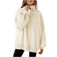 thumbnail image 1 of CaComMARK PI Women's Sweatshirt Clearance Oversized Long Sleeve Cowl Neck Casual Loose Fall Trendy Pullover Tunic Tops with Pockets Beige 12(XXL), 1 of 6