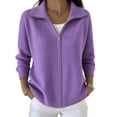 thumbnail image 1 of CaComMARK PI Women's Zip Up Sweatshirts Long Sleeve Casual Lapel Jackets Lounge Going Out Knitted Comfy Sweatshirt Purple, 1 of 5