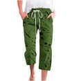 thumbnail image 1 of CaComMARK PI Womens Pants Plus Size Capris Solid Color Print Elastic Slacks Loose Cropped Trousers, 1 of 5