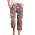 thumbnail image 1 of CaComMARK PI Womens Pants Plus Size Capris Solid Color Print Elastic Slacks Loose Cropped Trousers, 1 of 5