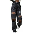 thumbnail image 1 of CaComMARK PI Womens Pants Plus Size Clearance Jeans Button Zipper High Waist Pockets Denim Trousers, 1 of 5