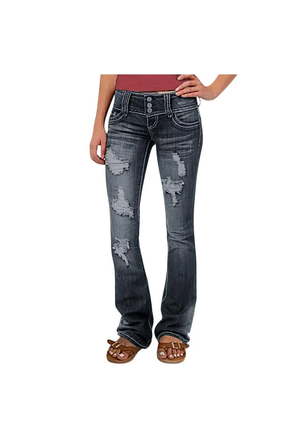 Womens Pants Plus Size Clearance Jeans High Waist Loose Stretch Denim Trousers