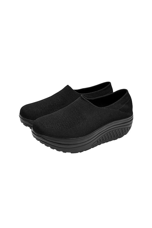 Womens Shoes Casual Platform Low Wedge Ankle Shoes Wide Width Comfy Slip ons Sneakers Mother's Day Gifts Cheapest Items on Sale Black