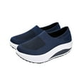 thumbnail image 1 of CaComMARK PI Womens Shoes Casual Platform Low Wedge Ankle Shoes Wide Width Comfy Slip ons Sneakers Mother's Day Gifts Cheapest Items on Sale Dark Blue, 1 of 8