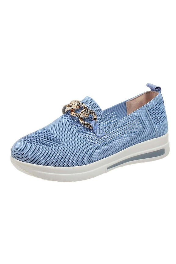 Womens Shoes Casual Wide Width Slip on Sneakers Round Toe Comfy Wedge Shoes Mother's Day Gifts Cheapest Items on Sale Blue