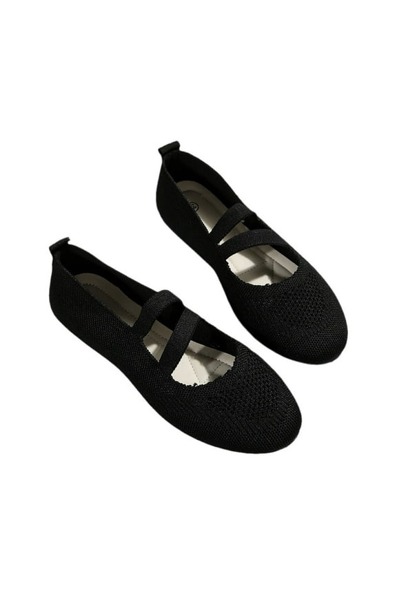 Womens Shoes Casual Wide Width Slip on Tassel Knit Comfy Flat Shoes Mother's Day Gifts Cheapest Items on Sale Black