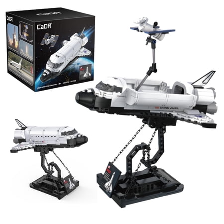 CaDA Bricks - NASA Space Shuttle Discovery Building Set with Satellite & Display Stand, 475 Pieces, NASA Shuttle Model Kit, Compatible with Major Brick Brands