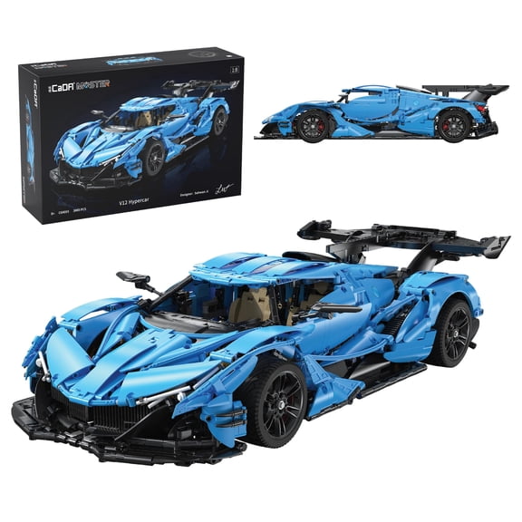 CaDA Helios V12 Sports Car Building Kit, 1:8 Scale Hypercar Model, 3,865 Pieces, 23+ Inch Large Display Model, Advanced Brick Set for Teens and Adults