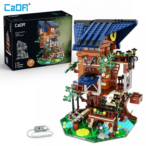 CaDA Landscape Series 4 Seasons Story Tree House Model Building Block Toy C66004W Building Kit and Engineering Toy for Kids (1155 Pieces)