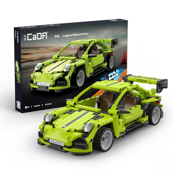 CaDA® Pull Back Sports Car Series-Legend Supercar Model Building Block Toy C52024W Building Kit and Engineering Toy for Kids (387 Pieces)
