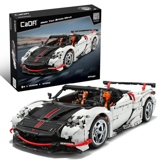 CaDA Speed Series Model Car Building Set C63002W Wings Supercar (1812 Pieces) Can Be Converted into a RC Car for Kids