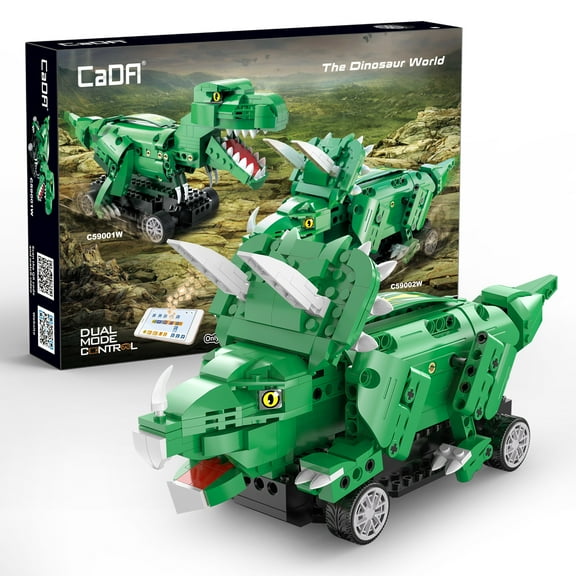 CaDA® The Dinosaur World series Triceratops Programmable Remote Control Building Block Toy C59002W Building Toy for Kids (317 Pieces)