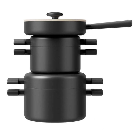 Caannasweis 8 Pieces Ceramic Cookware Sets Non‑Stick Stackable Multi‑Purpose Stock Pots & Saucepan Stay‑Cool Handles
