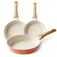thumbnail image 1 of Caannasweis Nonstick Granite Frying Pan Set, 3 Pieces, Ergonomic Aluminum Cookware, Pink, 1 of 5
