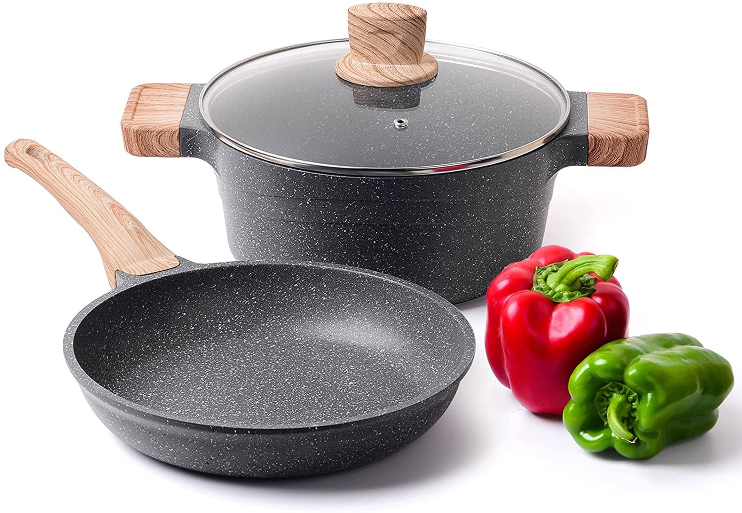 Caannasweis Pots and Pans Nonstick Cookware Sets Pot Set for Cooking Non Stick Pan with Lid
