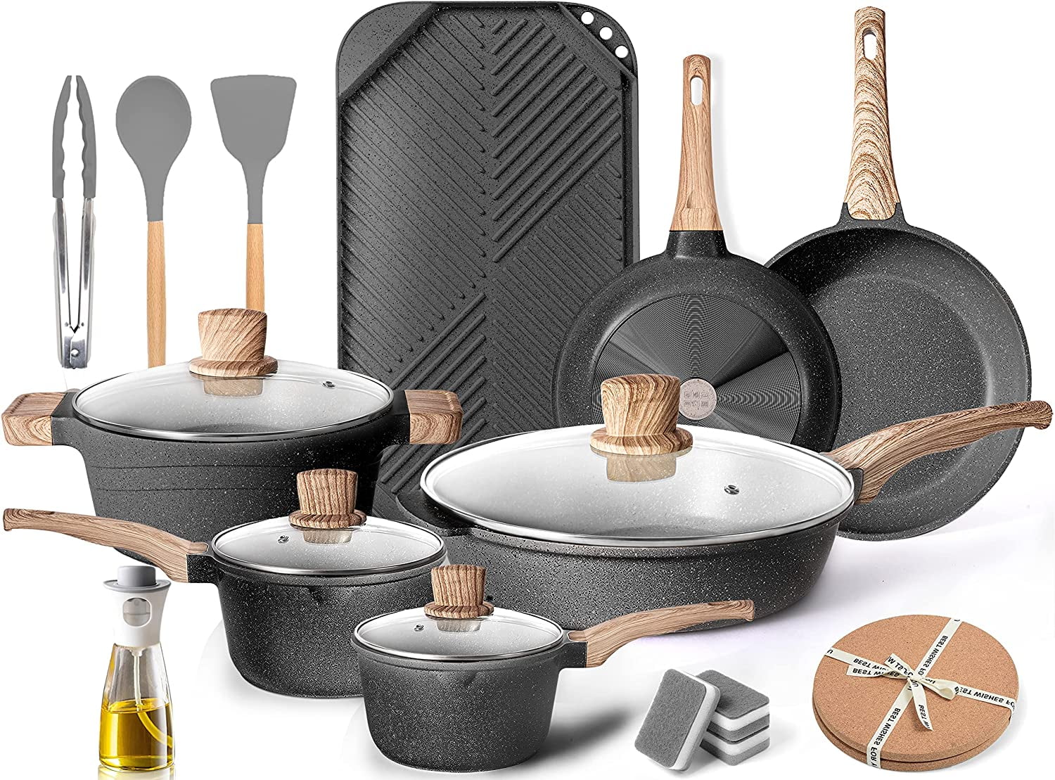 Caannasweis Nonstick Cookware Sets Kitchen Induction Pots and Pans &  Reviews