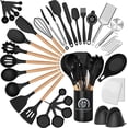 thumbnail image 1 of Caannasweis Small Wooden Non-Stick Heat Resistant Silicone Cooking Utensil Set, 44 pcs, 1 of 7