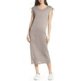 thumbnail image 1 of Caara Lace-up Shoulder Jersey Midi Dress - Grey, Medium, 1 of 3