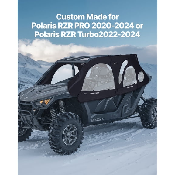 Cab Enclosure Upper Doors,Compatible with Polaris RZR PRO 2020-2024/Polaris RZR Turbo2022-2024,Soft Upper Doors,Upgraded Zipper UTV Soft Side Window Kit,Fit with Side Mirrors&Windshields