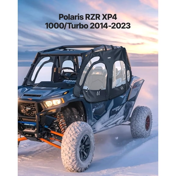 Cab Enclosure Upper Doors,Compatible with Polaris RZR XP4 1000/Turbo 2014-2023,Soft Upper Doors,Windproof Upgraded Zipper UTV Soft Side Window Kit,Work with Side Mirrors&Windshields