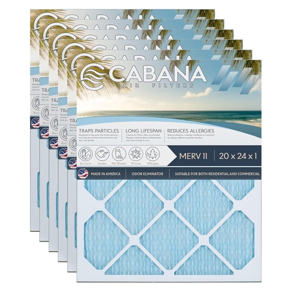 Cabana Air Filters HVAC Furnace Air Filter - MERV 11 - 6 Pack, 20 x 24 x 1