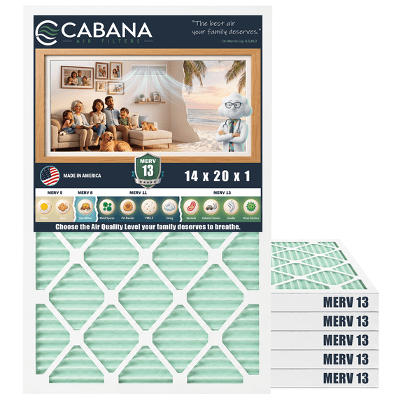 Cabana Air Filters Furnace Air Filter, MERV 13, 6 Pack, 14 x 20 x 1