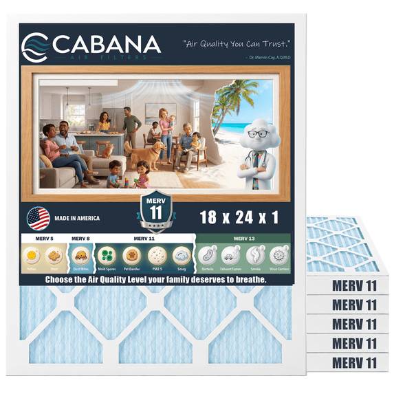 Cabana Air Filters HVAC Furnace Air Filter - MERV 11 - 6 Pack, 18 x 24 x 1