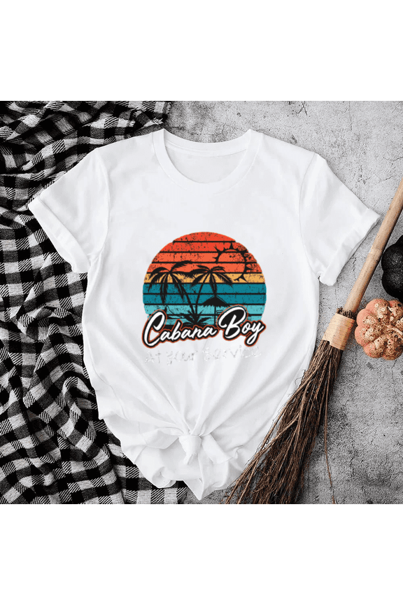 Cabana Boy At Your Service Pool Party Bartender Funny Unisex T-Shirt, S-5XL