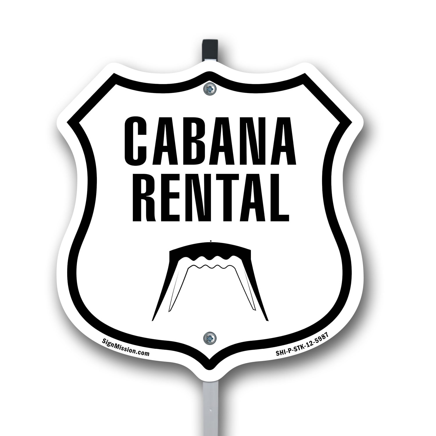 Cabana Rental 12 inch X 12 inch Shield Shaped Rust-Free Aluminum Metal ...