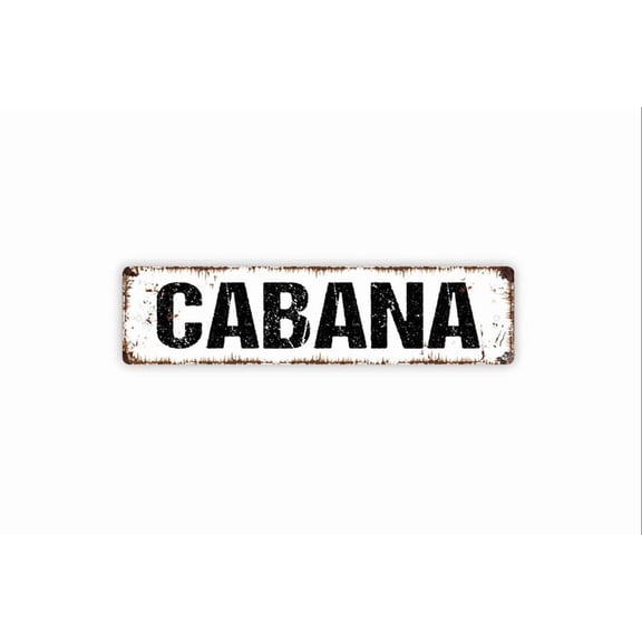 Cabana Sign - Swimming Pool Backyard Paradise Beach Rustic Street Metal Aluminum Sign or Door Name Plate Plaque - Size: 16 x 4 Inches