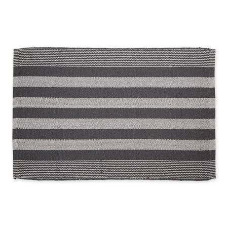 DII Gray Cabana Stripe Recycled Yarn Rug