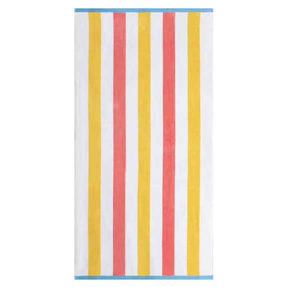 Cabana Stripe Oversized Beach Towel, 72" X 38", Pink And Yellow