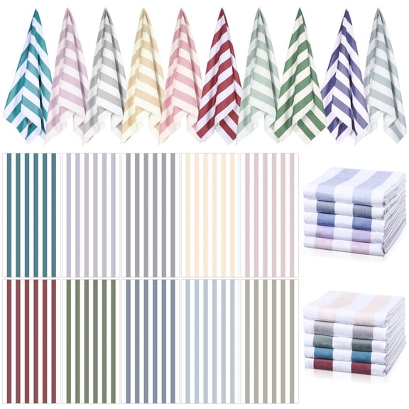 Cabana Stripe Pastel Color 28 X 59 Inch Oversized Beach Towel Set