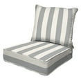 thumbnail image 1 of Cabana Stripe Stone Grey Deep Seating Cushion Set, 1 of 8