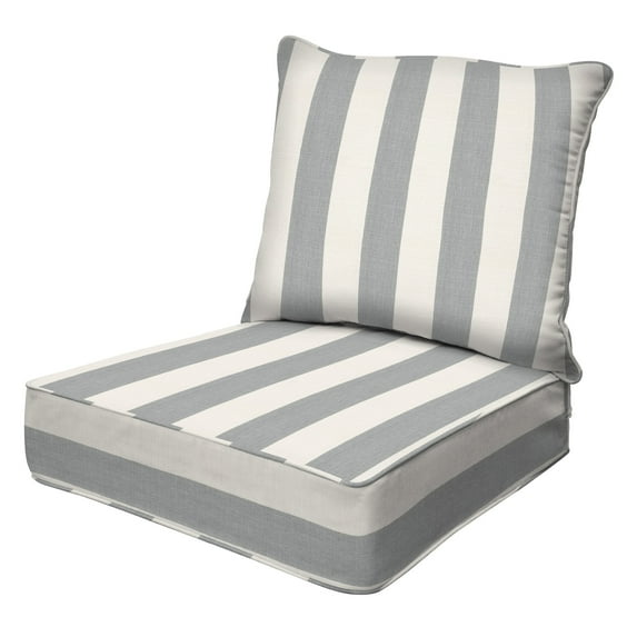 Cabana Stripe Stone Grey Deep Seating Cushion Set