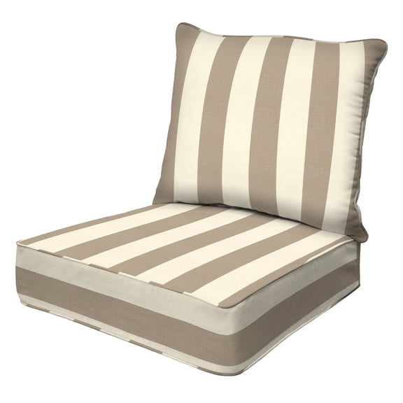 Cabana Stripe Tan Deep Seating Cushion Set