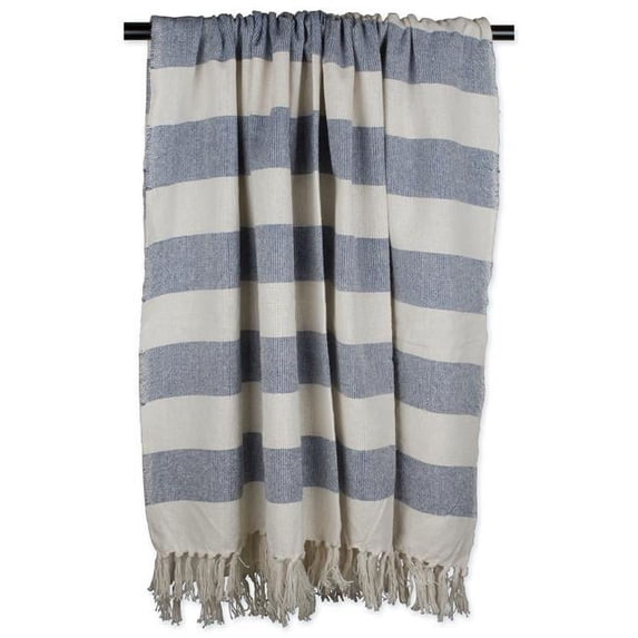 Cabana Stripe Throw - French Blue & Off White