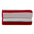 thumbnail image 1 of 2 Pack Yarn-Dyed Cabana Stripe Velour Pool and Beach Towels, Extra-Large Size (32x64), Super Absorbent, Quick Dry, 420 GSM (Red and White Color), 1 of 6