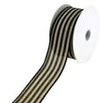 thumbnail image 1 of Cabana Stripes Natural Faux Linen Wired Ribbon, 1-1/2-Inch, 10-Yard - Black, 1 of 1