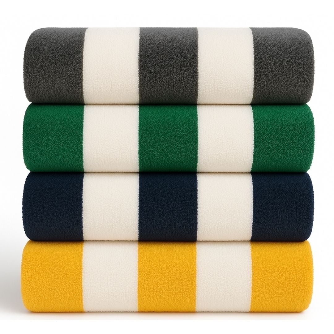Top Cotton Cotton Beach Towels, Pack of 4 - 30"x60" Quick Dry Towels for Beach, Pool, Gym & Bathroom - Oversized Terry Cabana Striped Towels (Mixed Colour)