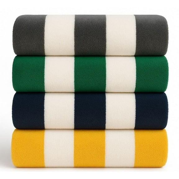 Top Cotton Cotton Beach Towels, Pack of 4 - 30"x60" Quick Dry Towels for Beach, Pool, Gym & Bathroom - Oversized Terry Cabana Striped Towels (Mixed Colour)