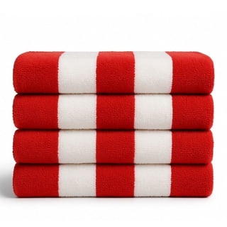 Top Cotton Cotton Beach Towels, Pack of 4 - 30"x60" Quick Dry Towels for Beach, Pool, Gym & Bathroom - Oversized Terry Cabana Striped Towels (Red)