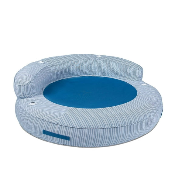 Big Joe Cabanapad Oversized Inflatable Pool Float, Dark Blue White Stripe, Durable Olefin Fabric, 6 feet