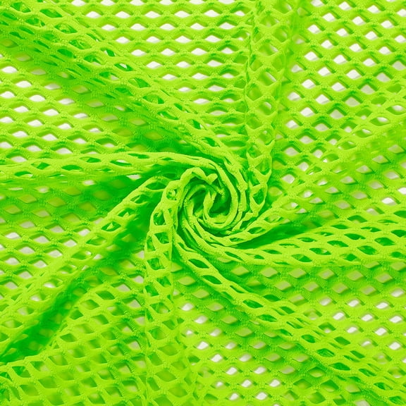 Cabaret Mesh Stretch Fabric Spandex Big Holes 58" Wide For Costume Dance Wear (Neon Green)