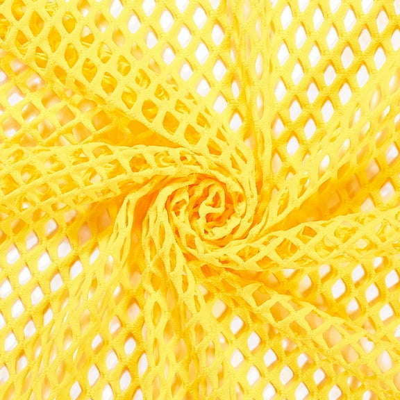 Cabaret Mesh Stretch Fabric Spandex Big Holes 58" Wide For Costume Dance Wear (Yellow)
