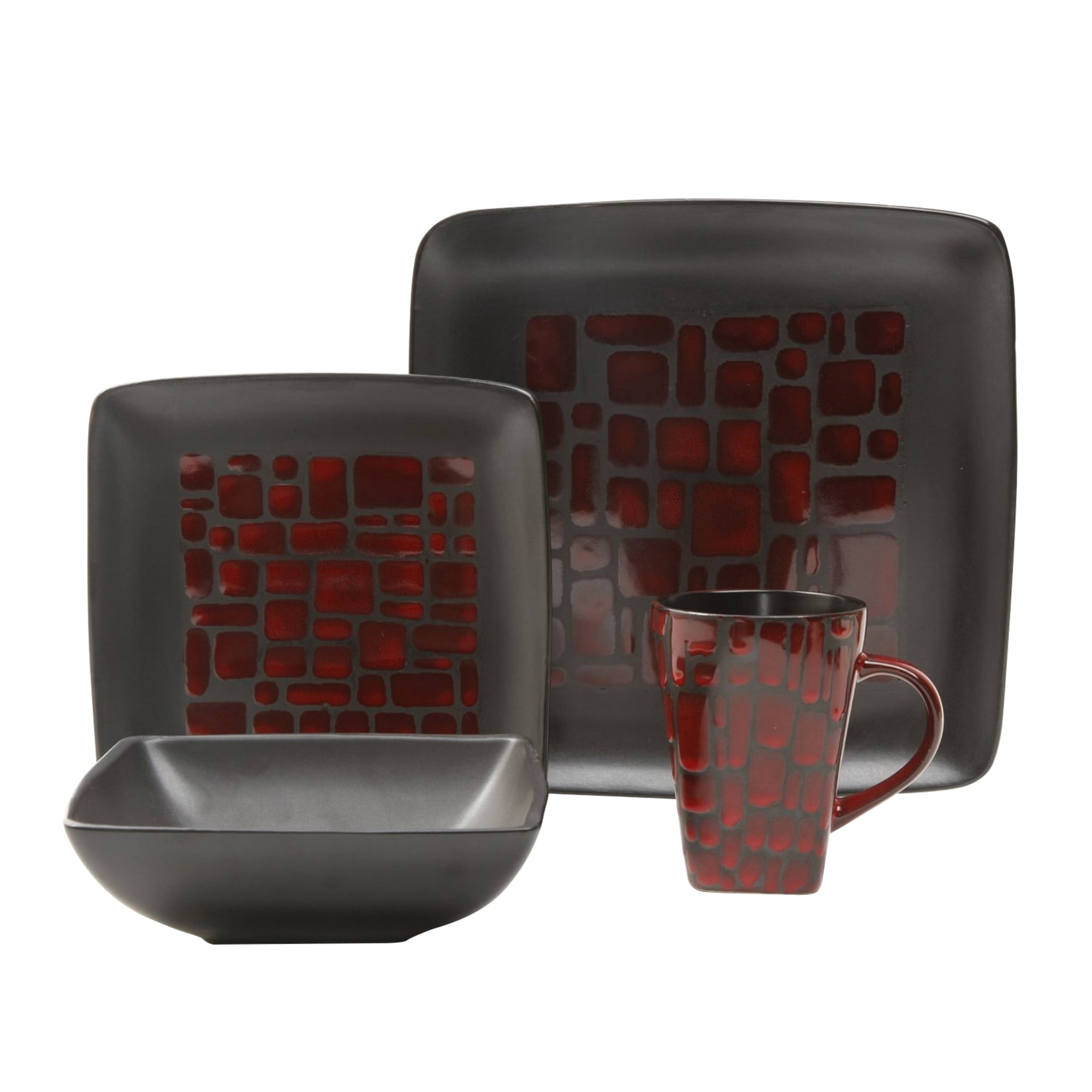 Cabazon 16 pc Dinnerware Set, Red - Walmart.com